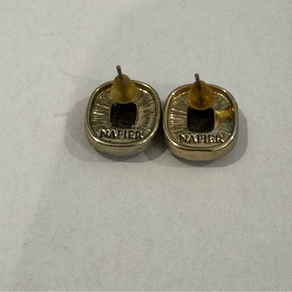 Napier Black Stone and Faux Diamond Stud Earrings - Picture 2 of 2